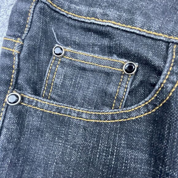 Cheq by Kaku Italy Jeans Mens Small Straight Slim Twill Lines Dark Jeweled Studs - Picture 4 of 8